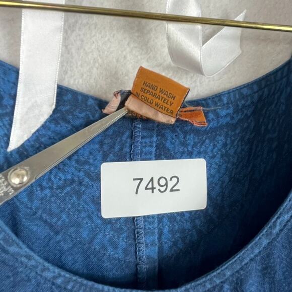 Sakkas Maxi Dress Size S/M Blue Stonewash Fringed Boho India Festival Pockets - Picture 9 of 14